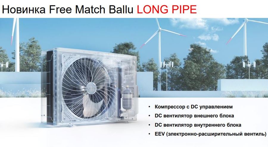 Внешний блок мульти сплит-системы на 3 комнаты Ballu Free Match ERP Long Pipe B3OI-FM/out-24HN8/LP_EU