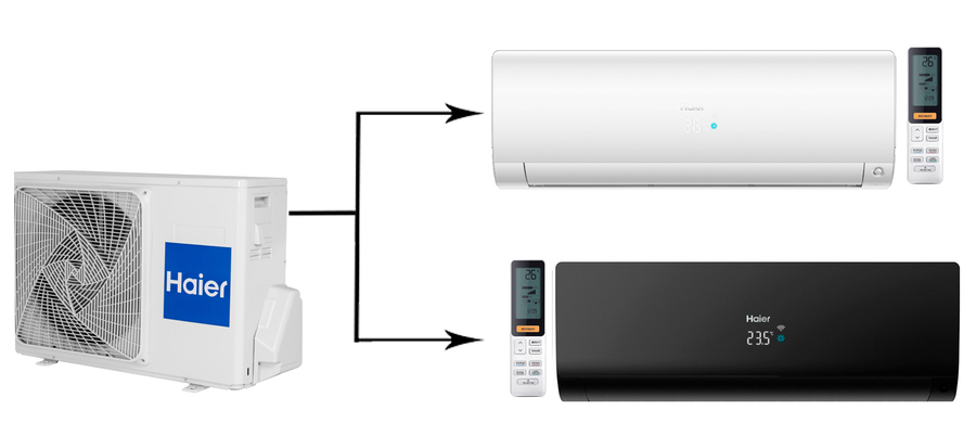 Мульти сплит-система на 2 комнаты Haier Flexis Super Match 2U40S2SM1FA/AS25S2SF1FA-B/AS25S2SF1FA-W